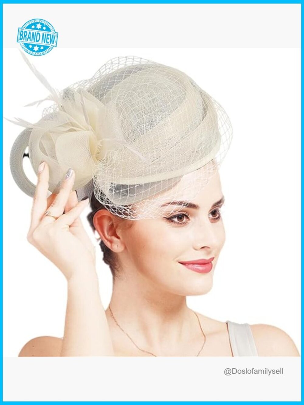 Sinamay Fascinator Hat Floral Feather Pillbox Derby Hats with Veil Clips
